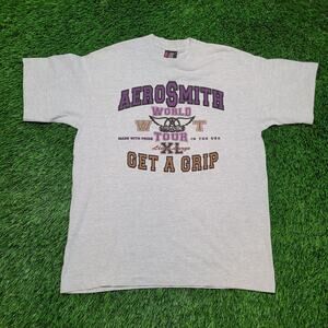 Vintage 93 Aerosmith Tour T-Shirt L Single Stitch Signed USA